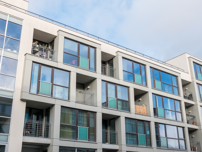 Low Rise Apartment Building with Balconies